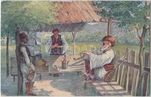 Bosnia and Herzegovina folklore, cafe, Pacher & Kisié No. 1160/914.  s: Adolphe Lapaine (fa)
