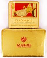Régi Cleopatra szivarka doboz és egy osztrák cigaretta doboz, fém, 7×12, 7×8 cm