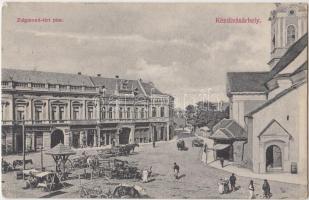 Kézdivásárhely, Zsigmond téri piac, Z. Csiszár József és Zalaváry Béla üzletei / market place, shops (EK)