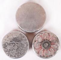 Régi kozmetikai dobozok, alumínium, d:5 cm, összesen:3 db