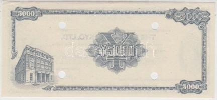 Japán DN "Tokió Bank" 5000Y "SPECIMEN" utazási csekk lyukasztással érvénytelenít...