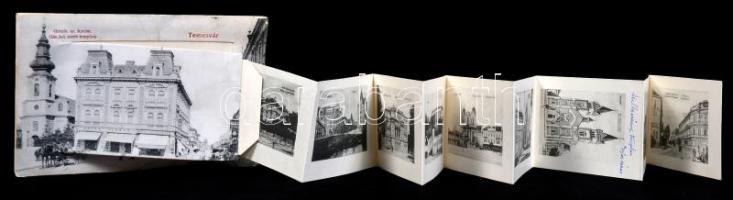 Temesvár, Szerb templom, Deutsch Rezső üzlete, Adler Ignác és Csendes és Fischer üzletei, zsinagóga / Serbian church, shops, synagogue, leporellocard