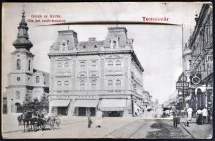 Temesvár, Szerb templom, Deutsch Rezső üzlete, Adler Ignác és Csendes és Fischer üzletei, zsinagóga ...