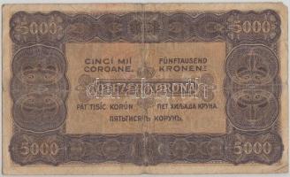 1923. 5000K T.W nyomdahely jelöléssel "40 FILLÉR NEGYVEN FILLÉR" felülbélyegzéssel T:III-