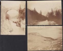 1912. májusi határ-menti gyakorlat, Isonzó völgye, a harcszerű lőtérre vezető út, 3 db feliratozott katonai fénykép, 8x10 cm