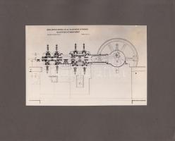 1929 Röck Gépgyár (Budapest): Melegértékesítő tandem gőzgép, albumlapra ragasztva, a hátoldalán a te...