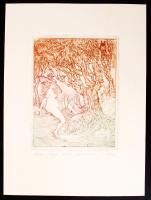 Kolozsvári G. Miklós (1950-): Rába lánya. Színezett rézkarc 15/10, papír, jelzett, 14×11 cm