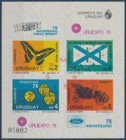 URUEXPO National Stamp Exhibition imperforated block with overprint, URUEXPO nemzeti bélyegkiállítás vágott blokk felülnyomással