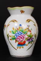 Herendi Viktória mintás váza, kézzel festett, jelzett, hibátlan, m:15 cm