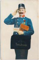 Temesvár, postman, leporellocard, Divald & Monostory (Rb)