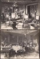 cca 1920-1930 Kallós Oszkár: Balló Ede(1859-1936) festőművész gazdagon berendezett lakása, 2 db pecséttel jelzett vintage enteriőr fotó, 13x18 cm