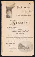 cca 1900 Gotthardbahn kihajtható térkép. Ragasztott. + kihajtható Alpok térkép