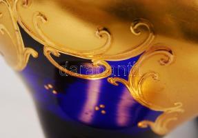 Fedeles díszurna, plasztikus virág szirmokkal, kézzel festett, hibátlan, m:23 cm