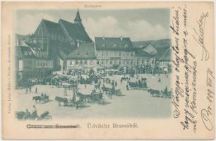 Brassó, Kronstadt; Piactér, Hesshaimer üzlete, Wilhelm Scherg üzlete / market place, shops, Julius Müller (EK)