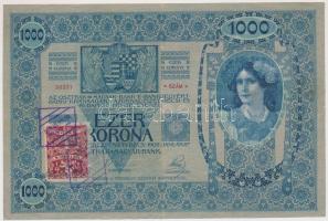 1902. 1000K csehszlovák bélyeggel és "BANK UR. MIN. FIN." felülbélyegzéssel T:III