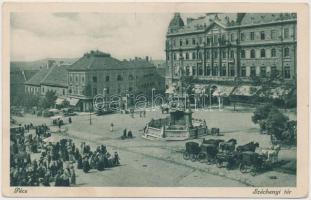 Pécs, Széchenyi tér, Takarékpénztár, villamos (EK)