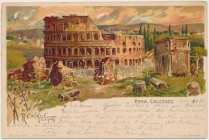 Rome, Roma; Colosseum, litho s: Carloforti