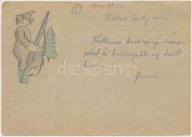 WWI Hungarian handmade military postcard (fa)