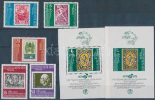 PHILASERDICA International Stamp Exhibition, Centenary of the Bulgarian stamp set + perforated + imperforated block, PHILASERDICA nemzetközi bélyegkiállítás, 100 éves a bolgár bélyeg sor + fogazott + vágott blokk