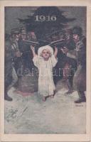 1916 Világháborús karácsonyi üdvözlőlap / Military WWI Christmas greeting s: Földes