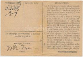 1946. 100.000AP nem kamatozó Pénztárjegy "Másra Át Nem Ruházható" "EGER 946 JUN. 27 1...