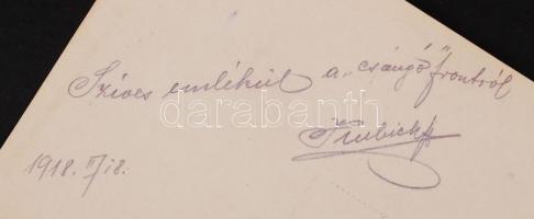 1918 Szíves emlékül a csángó frontról, feliratozott katonai fotólap, 14x9 cm