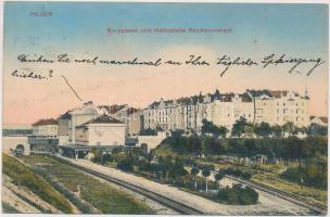 Plzen, Pilsen; Borygasse und Haltestelle Reichsvorstadt / street, suburban railway station (gluemark)