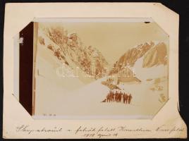 1916. április 14. Karinthia, Nassfeld, hegyi vadászok, katonai fotó feliratozva, 9x12 cm