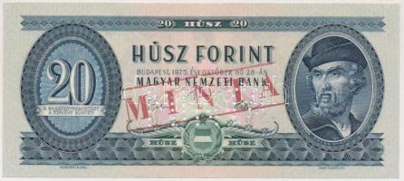 1975. 20Ft "C 000 - 000622" sorozat és sorszámmal illetve piros "MINTA" felülnyomással és perforációval T:I