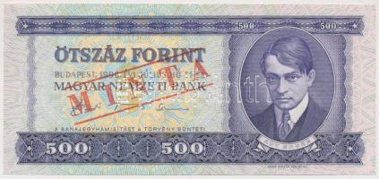 1990. 500Ft "E 000 - 000521" sorozat és sorszámmal illetve piros "MINTA" felülnyomással és perforációval T:I