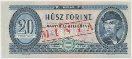 1980. 20Ft "MINTA" perforációval és felülnyomással "C 000 000573" sorozatszámmal, festékelkenődés T:I Adamo F17Ma