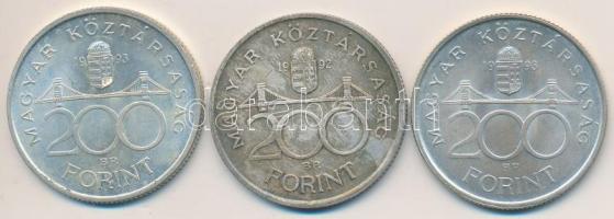 1992-1993. 200Ft Ag "MNB" (3x) T:2,2- Adamo F13