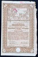 Budapest 1917. "A magyar korona országai, 5-1/2%-kal kamatozó járadékkölcsön - államadóssági kötvény" 100K-ról, szelvényekkel, szárazpecséttel, felülbélyegzéssel T:III