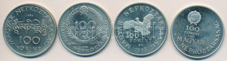 1983. 100Ft "Simon Bolivár" + 100Ft "Széchenyi István" + 100Ft "Czóbel Béla" + 1984. 100Ft "Kőrösi Csoma Sándor" mindegyik eredeti tokban, tanúsítvánnyal T:BU,PP