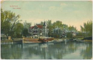 Siófok, Hajó kikötő, Baross gőzös, Weisz Lipót kiadása (fa)