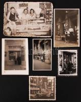 cca 1940 Külső és belső üzletfotók, 4,5x6 és 8x12 cm közötti méretekben