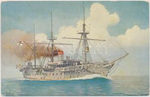 SMS Blücher 1877. 'Marine Galerie Karte Nr. 95.' s: Chr. Rave (fa)