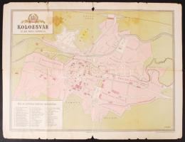 cca 1900 Kolozsvár szabad királyi város tervrajza, Bannwarth Th. Könyvnyomdája, 43x57 cm