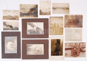 cca 1914-1918 I. világháborús hadihajós fotók, 12 db fotó, 5x9 és 9x13 közötti méretekben / cca 1914-1918 Military photos from the world war I., warships