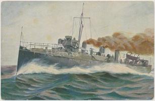 British torpedo boat destroyer "Verlox" 1902. 'Marine Galerie Karte Nr. 76.'  s: Chr. Rave (fa)