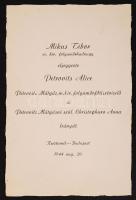 1944 Bp., Egy magyar királyi folyamőrhadnagy eljegyzési értesítője borítékkal