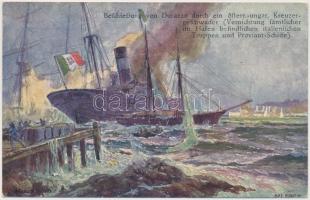 Bombardment of Durazzo by an Austro-Hungarian cruiser 'Rotes Kreuz Kriegsfürsorgeamt' Nr. 558. s: Alex Kircher