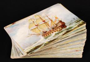 Kb. 128 db RÉGI hajó motívumú képeslap, 'Marine Galerie' sorozat, pinx. Chr. Rave, vegyes minőségű, nagy része használatlan / cca 128 old motive cards, ships, more unwritten postcards, mixed quality