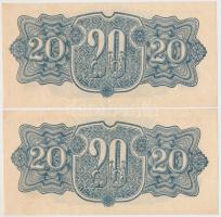 Csehszlovákia 1944. 20K (2x) közeli sorszámmal T:I-
Czechoslovakia 1944. 20 Korun (2x) almost sequen...