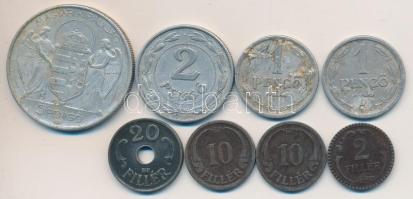 1940. 2f + 1940-1941. 10f (2x) + 1941. 20f + 1941-1942. 1P (2x) + 1942. 2P + 1943. 5P Al "Horthy Miklós születésének 75. évfordulója" T:vegyes