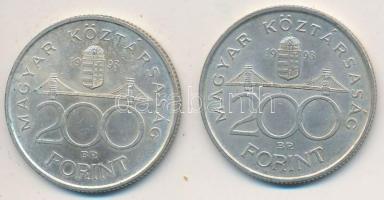 1992. 200Ft Ag "MNB" (2x) T:2 Adamo F13
