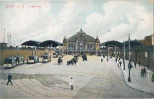 Halle an der Saale; Bahnhof / railway station, trams