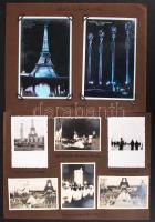 1937 Párizs, A párizsi világkiállítás fotói és fotólapjai albumlapokra ragasztva, feliratozva, 20 db...