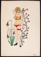 Weisz jelzéssel: Vörös masni. Vegyes technika, papír, 20×30 cm