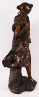 Luca Madrassi: Kalapos nő. Bronz, jelzett, s:6,9kg, m:55 cm